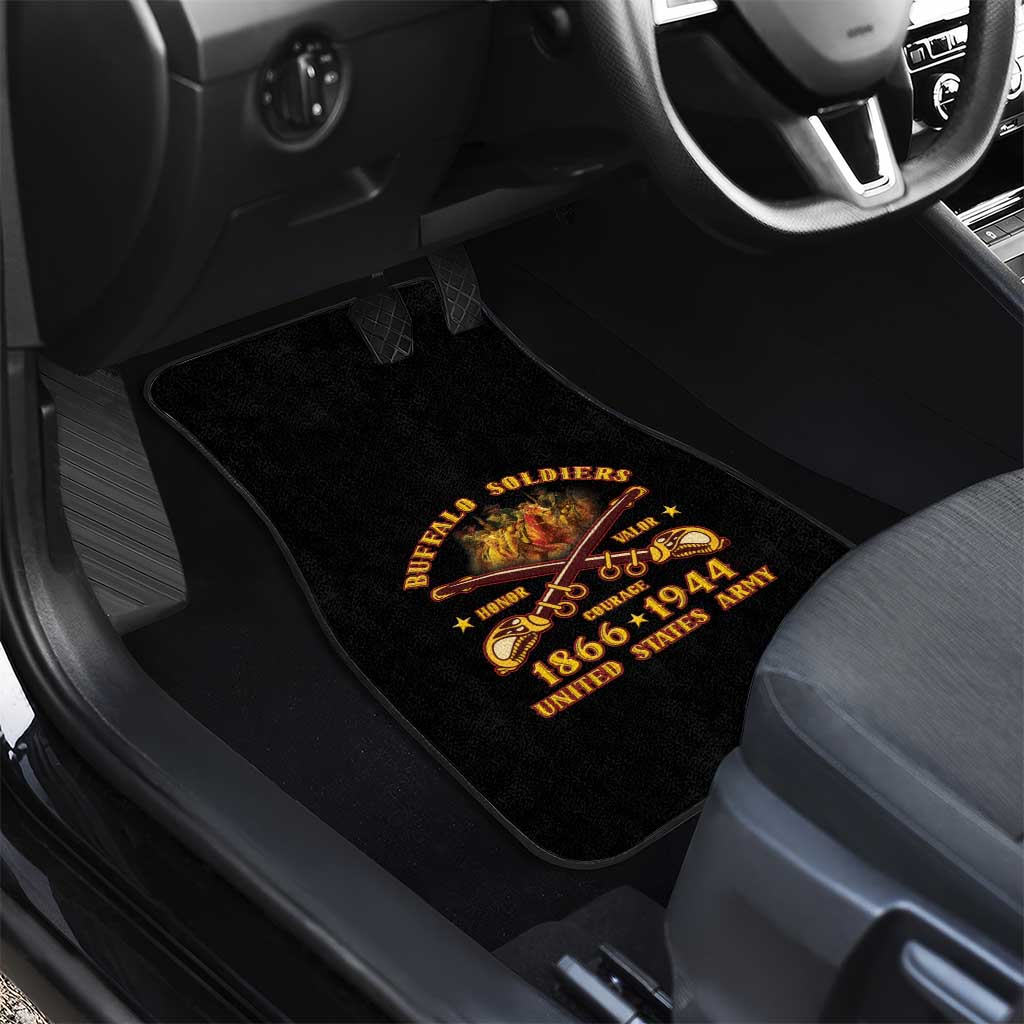 Honor Buffalo Soldiers Car Mats African American Cavalry Black Version - African Pride
