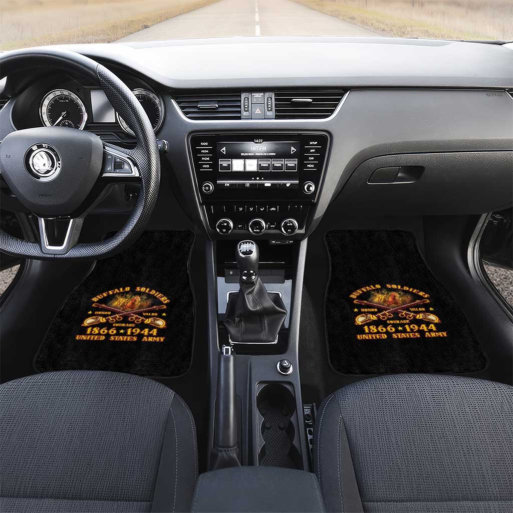 Honor Buffalo Soldiers Car Mats African American Cavalry Black Version - African Pride