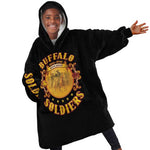 Honor Buffalo Soldiers Kid Wearable Blanket Hoodie African American Cavalry Black Version - African Pride