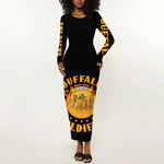 Honor Buffalo Soldiers Long Sleeve Bodycon Dress African American Cavalry Black Version - African Pride