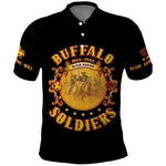 Honor Buffalo Soldiers Polo Shirt African American Cavalry Black Version - African Pride