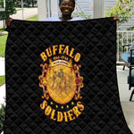 Honor Buffalo Soldiers Quilt African American Cavalry Black Version - African Pride