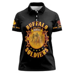 Honor Buffalo Soldiers Women Polo Shirt African American Cavalry Black Version - African Pride