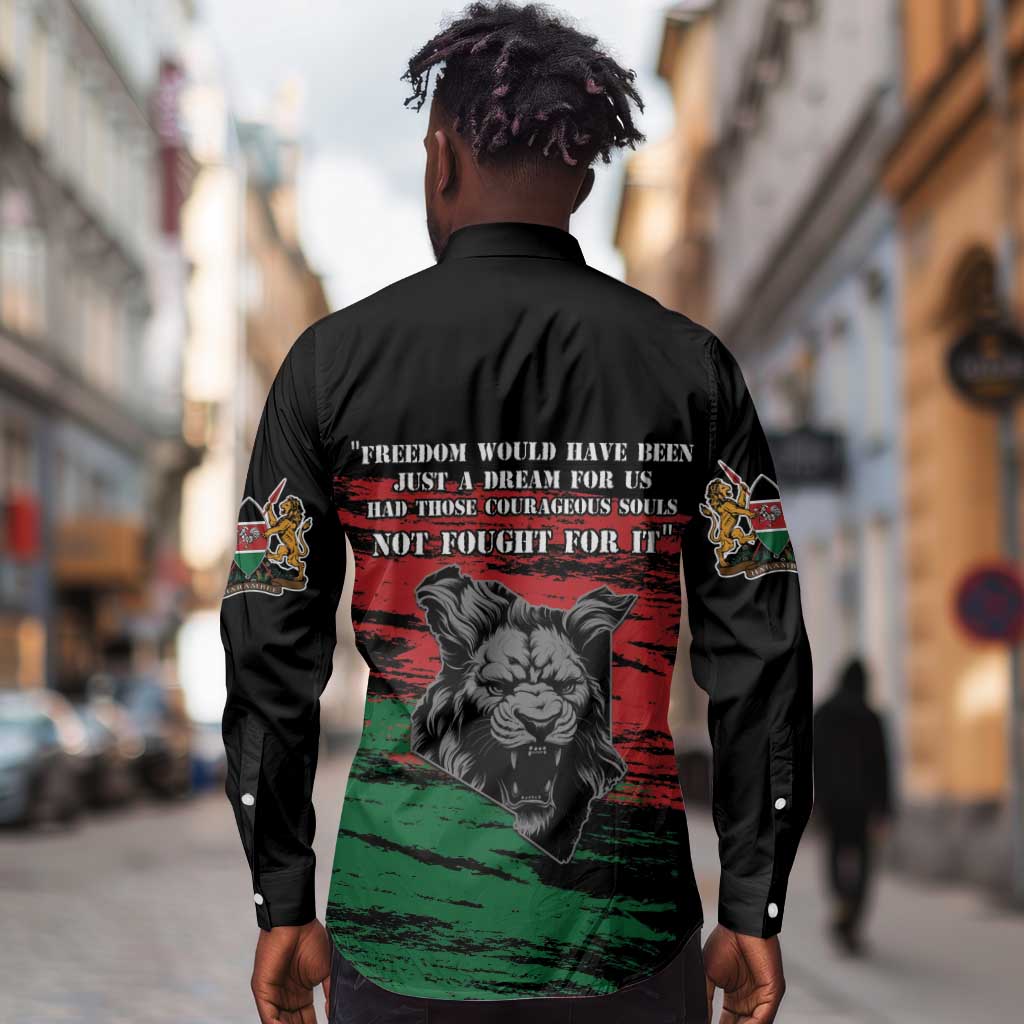Happy Kenya Mashujaa Day Long Sleeve Button Shirt Honour Our Heroes, Heroines
