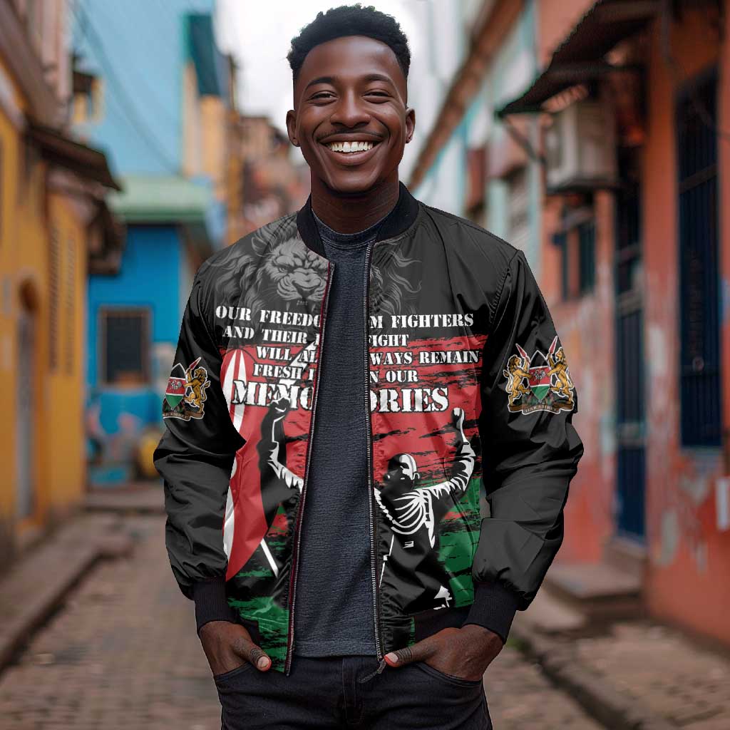 Happy Kenya Mashujaa Day Sleeve Zip Bomber Jacket Honour Our Heroes, Heroines