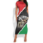 Happy Libya Independence Day Short Sleeve Bodycon Dress Libya In My Heart LT05