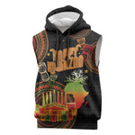 Kwanzaa Kinara Candles Sleeveless Hoodie African Tribal Pattern - African Pride