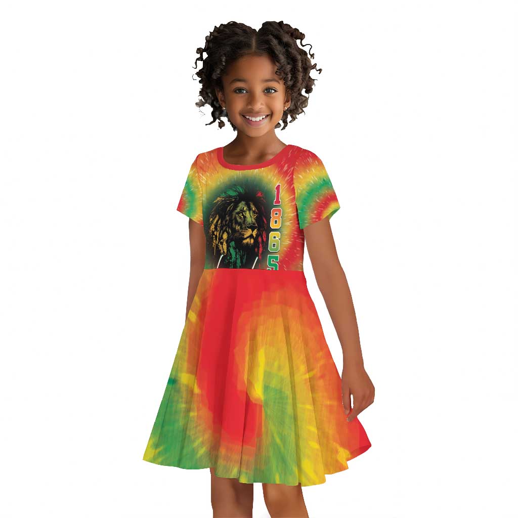 Juneteenth Freedom Day Kid Short Sleeve Dress Reggae Tie Dye Style