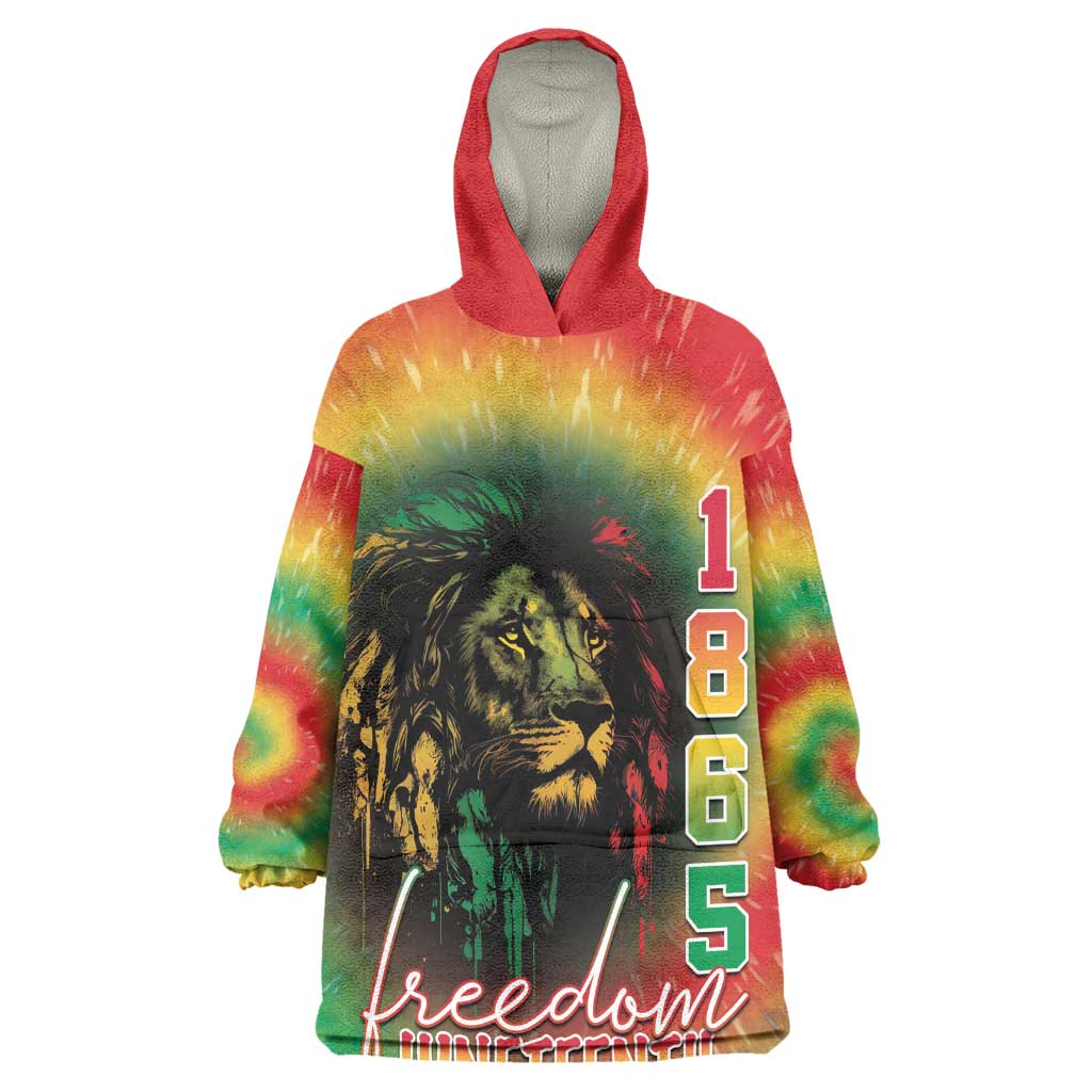 Juneteenth Freedom Day KId Wearable Blanket Hoodie Reggae Tie Dye Style