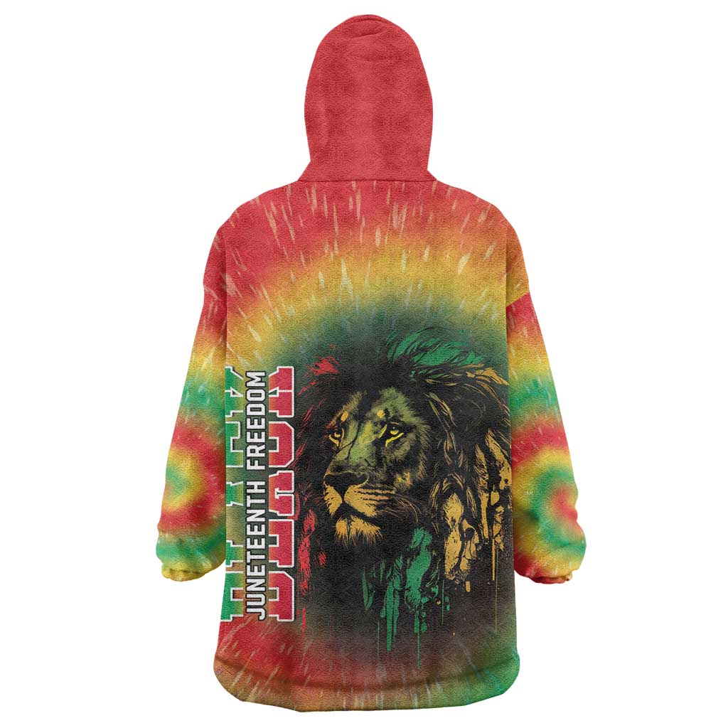Juneteenth Freedom Day KId Wearable Blanket Hoodie Reggae Tie Dye Style