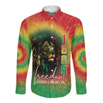 Juneteenth Freedom Day Long Sleeve Button Shirt Reggae Tie Dye Style