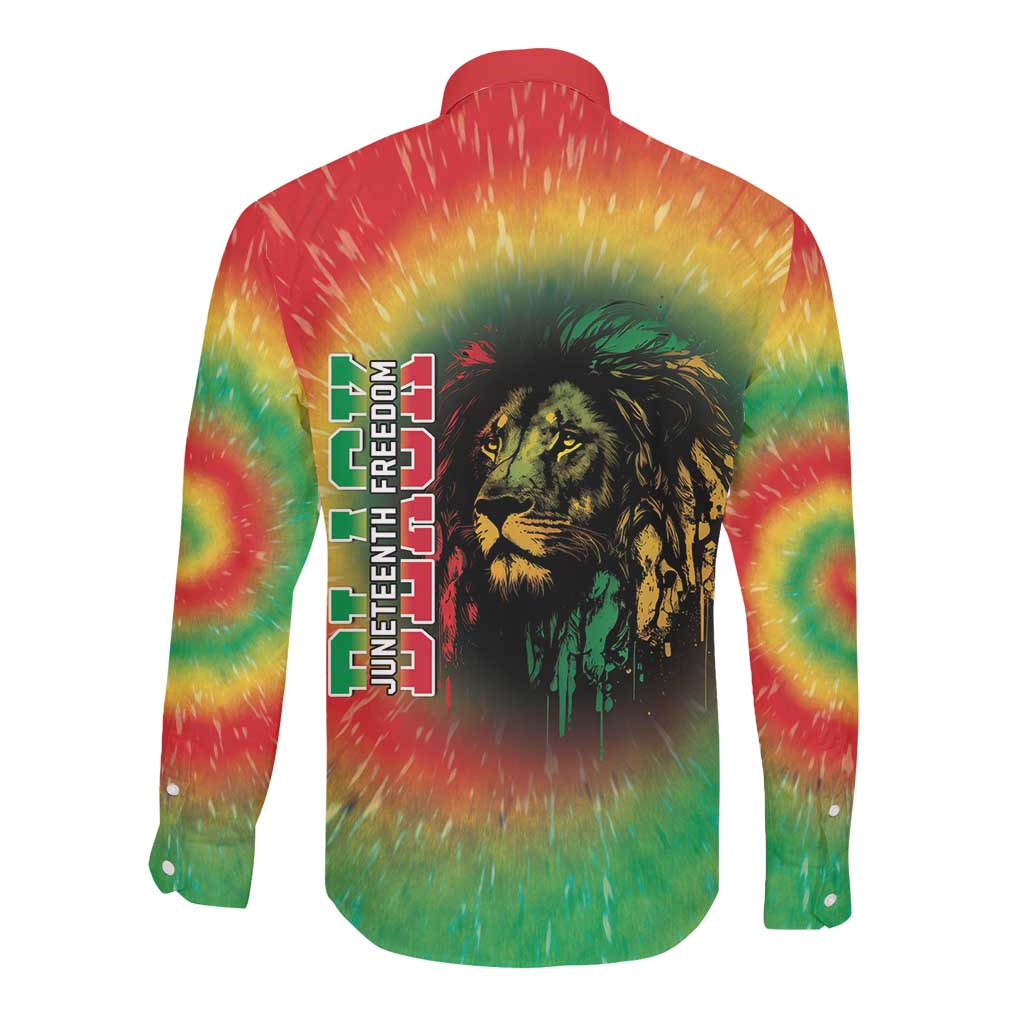 Juneteenth Freedom Day Long Sleeve Button Shirt Reggae Tie Dye Style