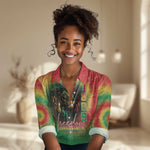 Juneteenth Freedom Day Women Casual Shirt Reggae Tie Dye Style LT05
