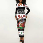 South Africa Christmas Long Sleeve Bodycon Dress Hip Hop Santa Claus LT05