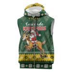 South Africa Christmas Sleeveless Zip Hoodie Funny Santa Riding Springbok - African Pride