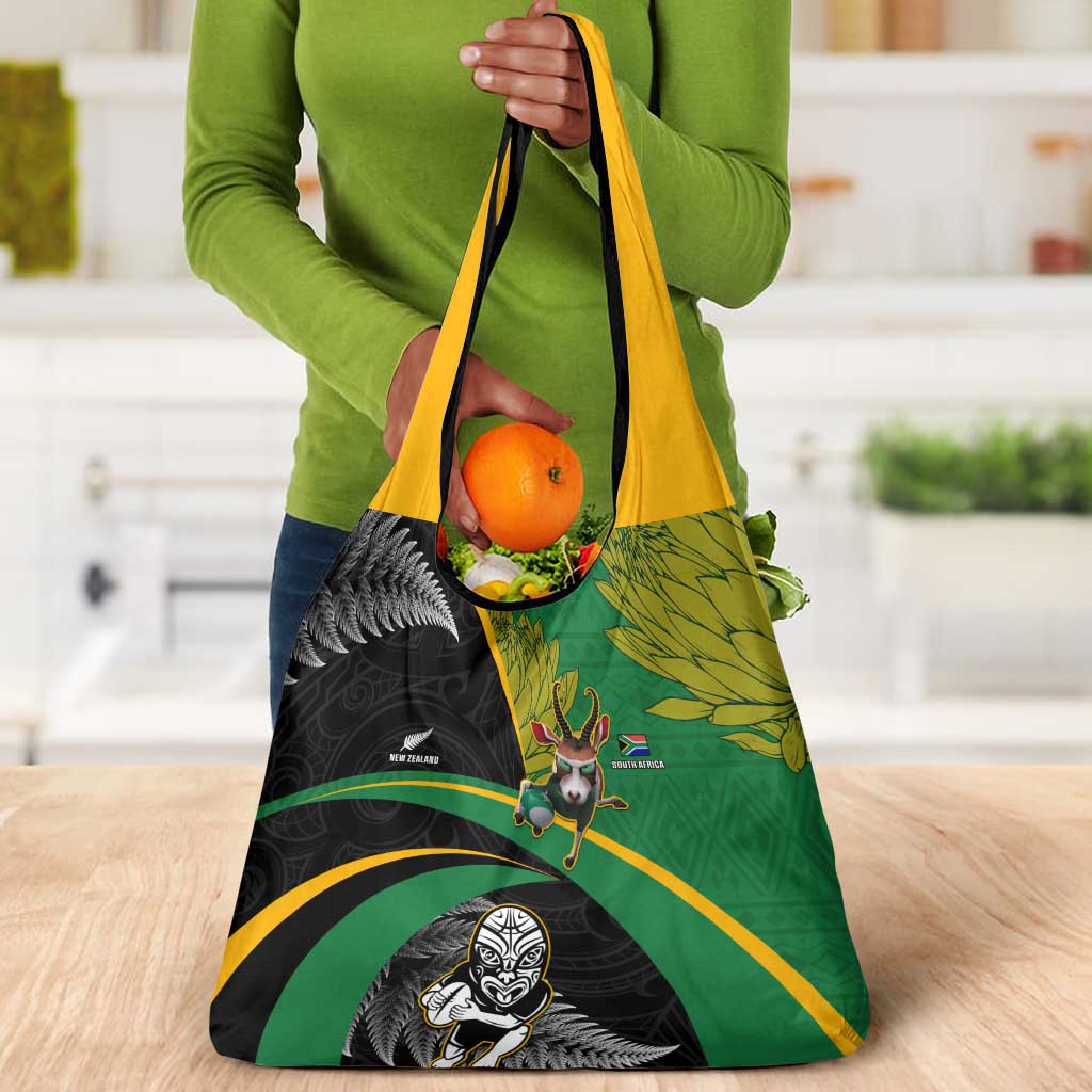 New Zealand And South Africa Rugby Grocery Bag 2023 Springboks Combine All Black Silver Fern