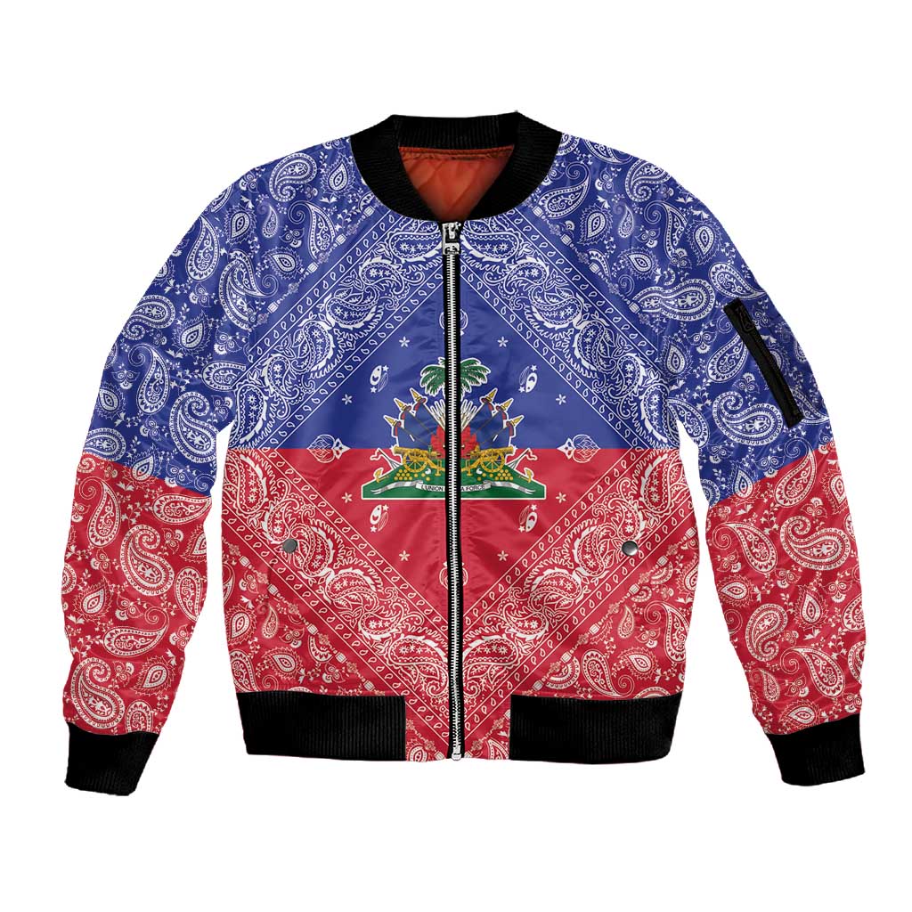 Haiti Personalized Sleeve Zip Bomber Jacket Hispaniolan Trogon Tropical Vibes LT7