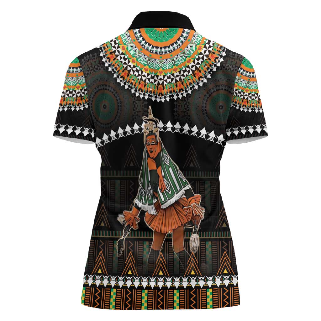 Ivory Coast Festival Of Masks Women Polo Shirt Traditional Zaouli Dance