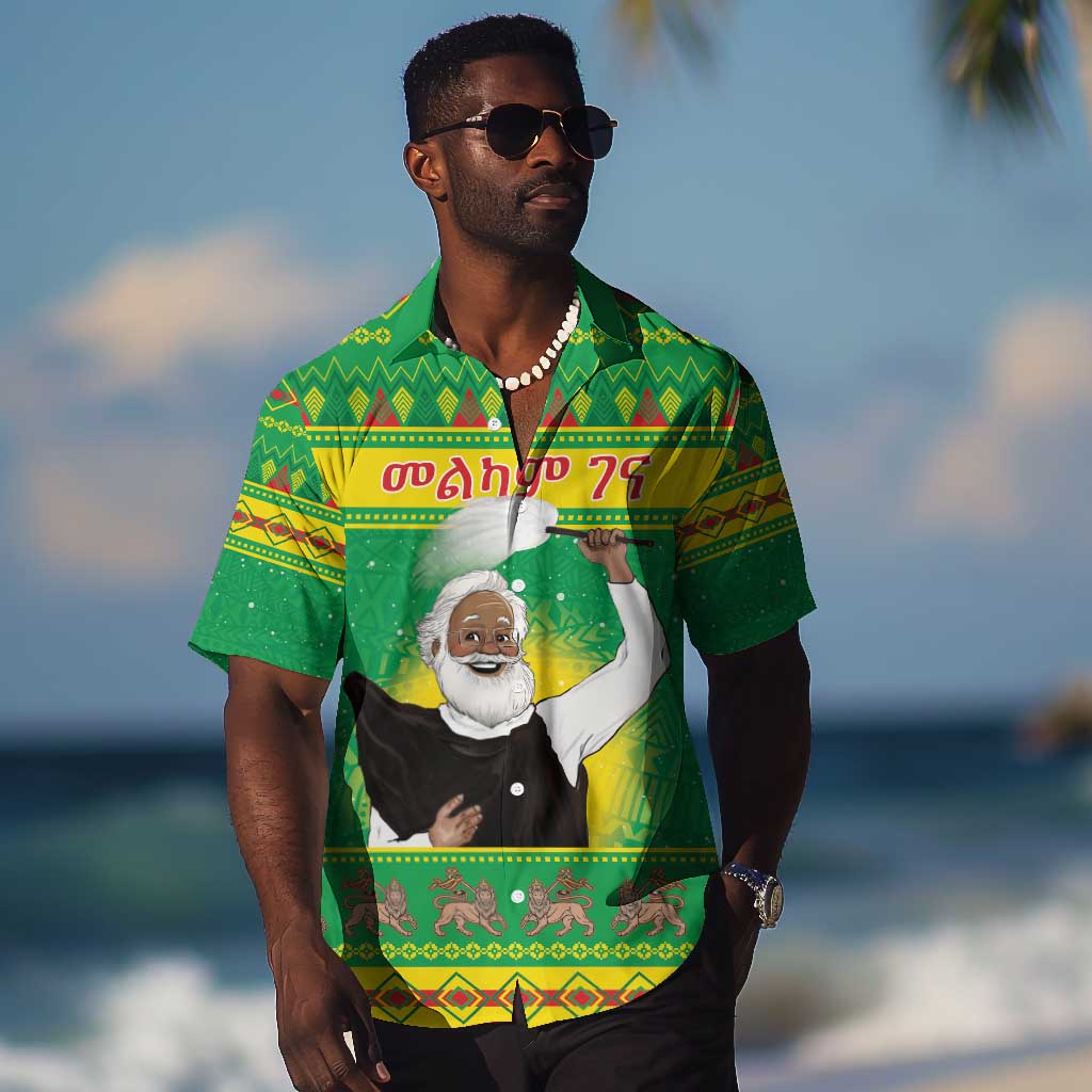 Afro Ethiopia Christmas Hawaiian Shirt Melkam Gena Yegena Abat