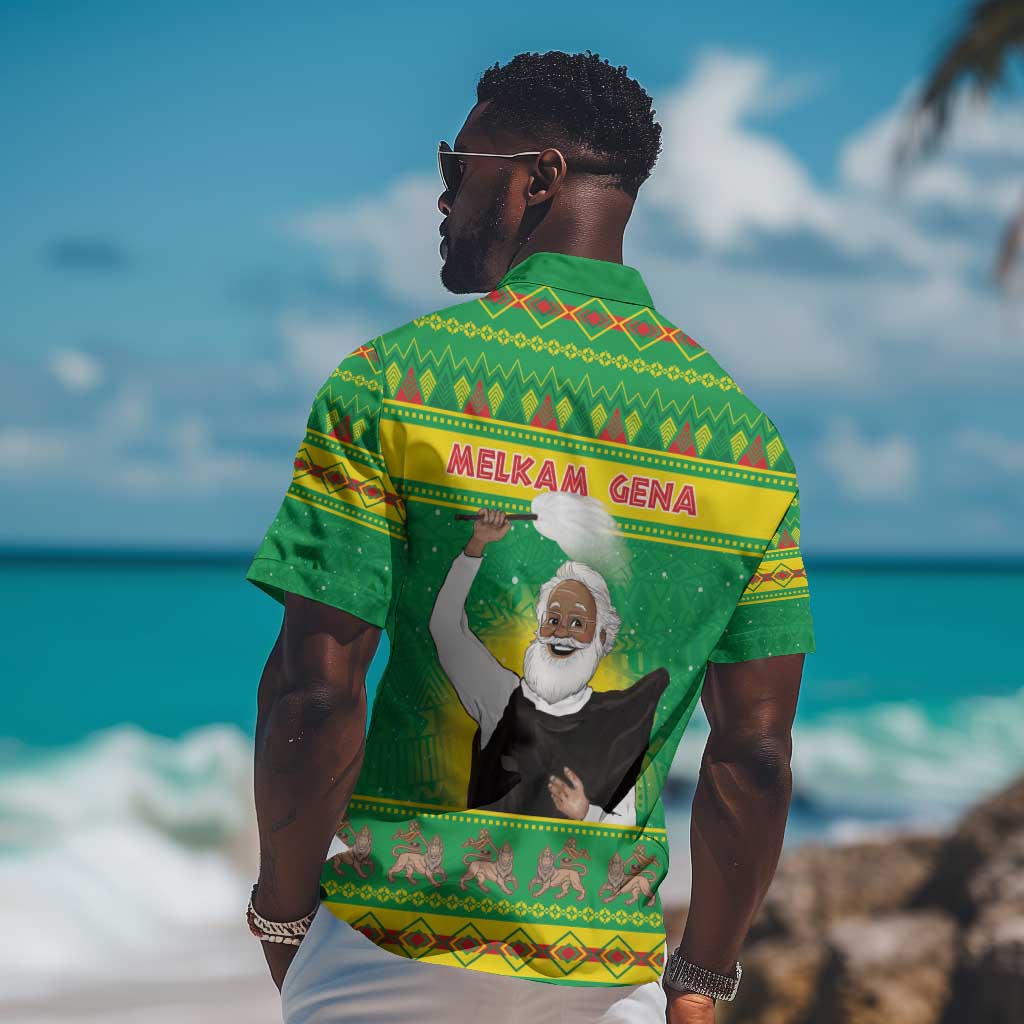 Afro Ethiopia Christmas Hawaiian Shirt Melkam Gena Yegena Abat