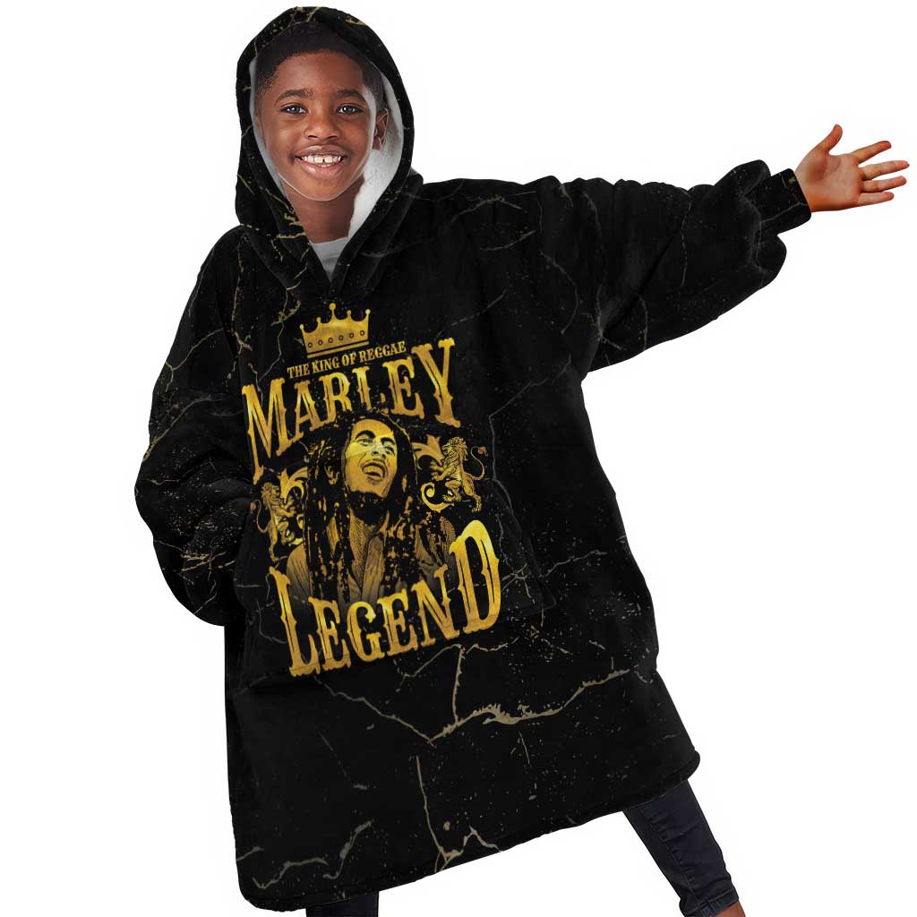 Reggae King Marley Kid Wearable Blanket Hoodie Gold Lion