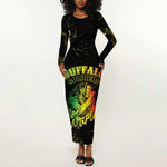 Reggae King Buffalo Soldier Long Sleeve Bodycon Dress Honoring The Legend LT05
