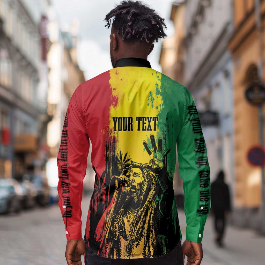 Legend Bob Personalized Long Sleeve Button Shirt Reggae Grunge