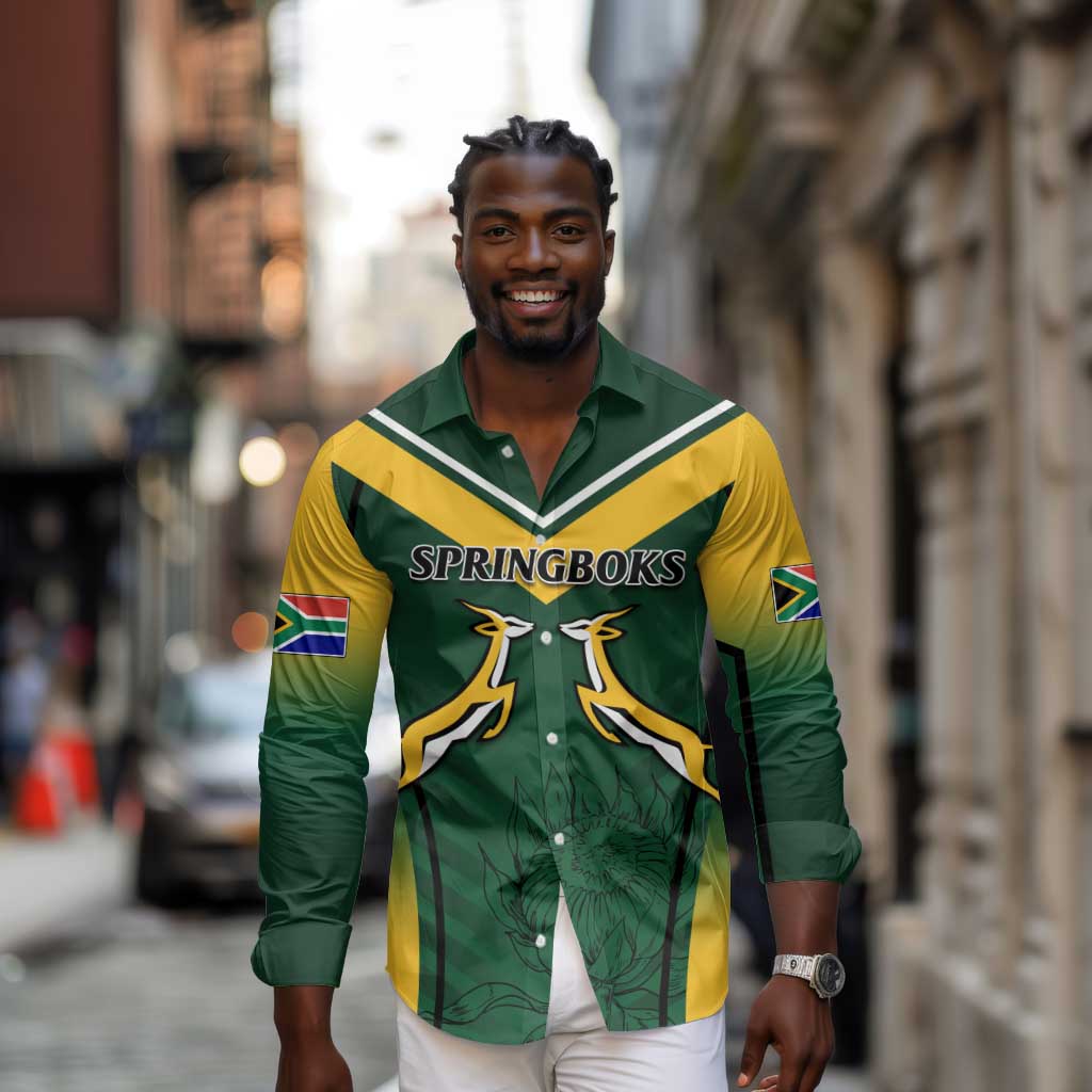 South Africa Rugby Long Sleeve Button Shirt Bokke Champions