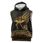 Ancient Egypt Gold Intricate Sleeveless Hoodie Eye of Horus - African Pride