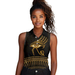 Ancient Egypt Gold Intricate Women Sleeveless Polo Shirt Eye of Horus