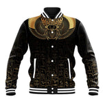 Ancient Egypt Baseball Jacket Black Gold Scarab