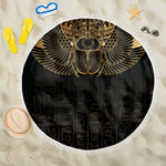 Ancient Egypt Beach Blanket Black Gold Scarab