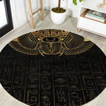 Ancient Egypt Round Carpet Black Gold Scarab