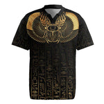 Ancient Egypt Rugby Jersey Black Gold Scarab