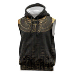 Ancient Egypt Sleeveless Hoodie Black Gold Scarab - African Pride
