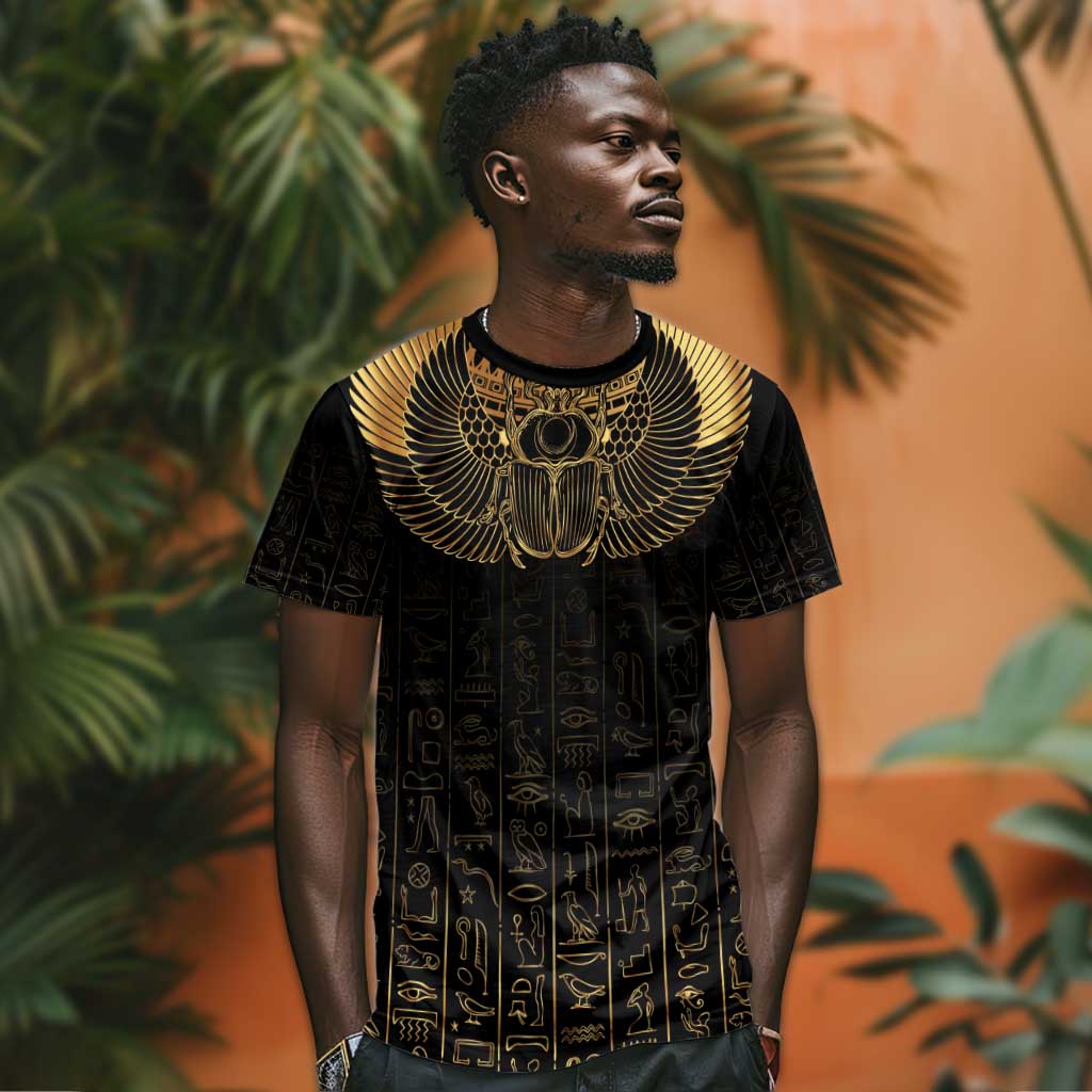 Ancient Egypt T shirt Black Gold Scarab