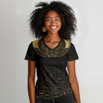 Ancient Egypt Women V-Neck T-Shirt Black Gold Scarab