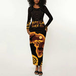 Africa Day Personalized Long Sleeve Bodycon Dress Ethnic Retro Style LT7