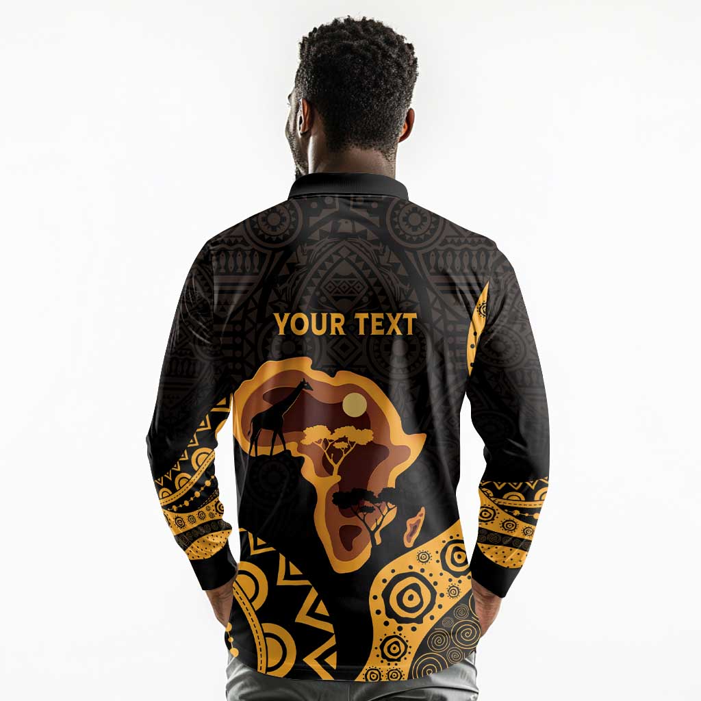 Africa Day Personalized Long Sleeve Polo Shirt Ethnic Retro Style