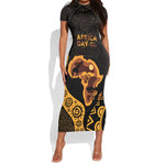 Africa Day Personalized Short Sleeve Bodycon Dress Ethnic Retro Style LT7