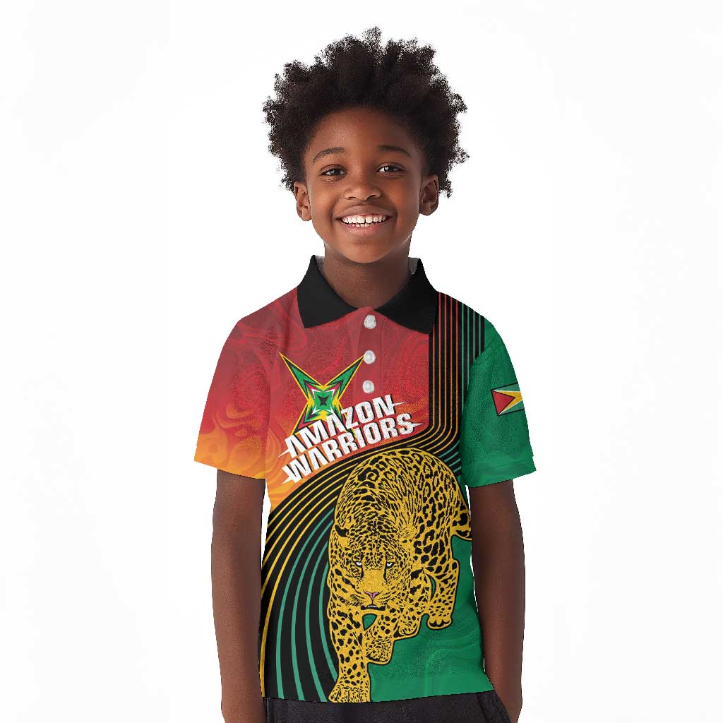 Personalized Afro Guyana Cricket Amazon Warriors Kid Polo Shirt Fierce Jaguars - African Pride