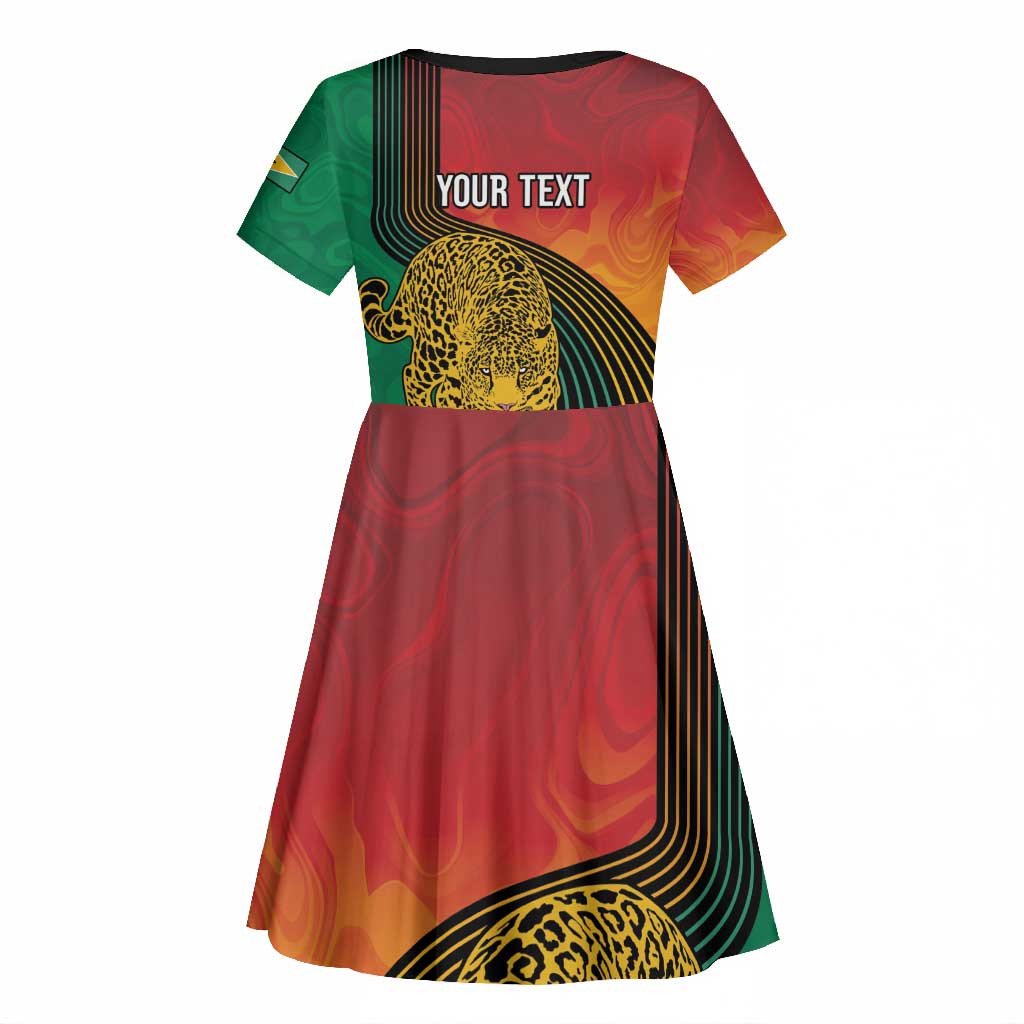 Personalized Afro Guyana Cricket Amazon Warriors Kid Short Sleeve Dress Fierce Jaguars - African Pride