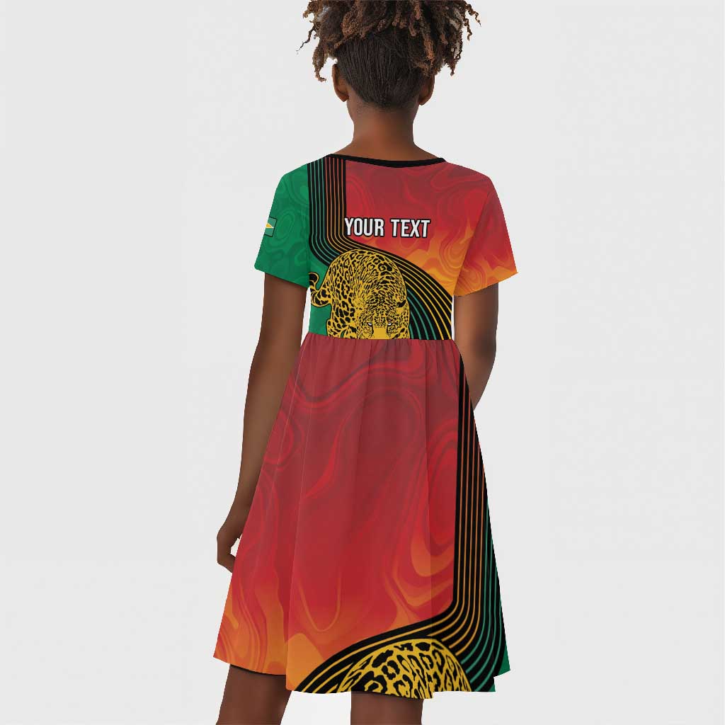 Personalized Afro Guyana Cricket Amazon Warriors Kid Short Sleeve Dress Fierce Jaguars - African Pride