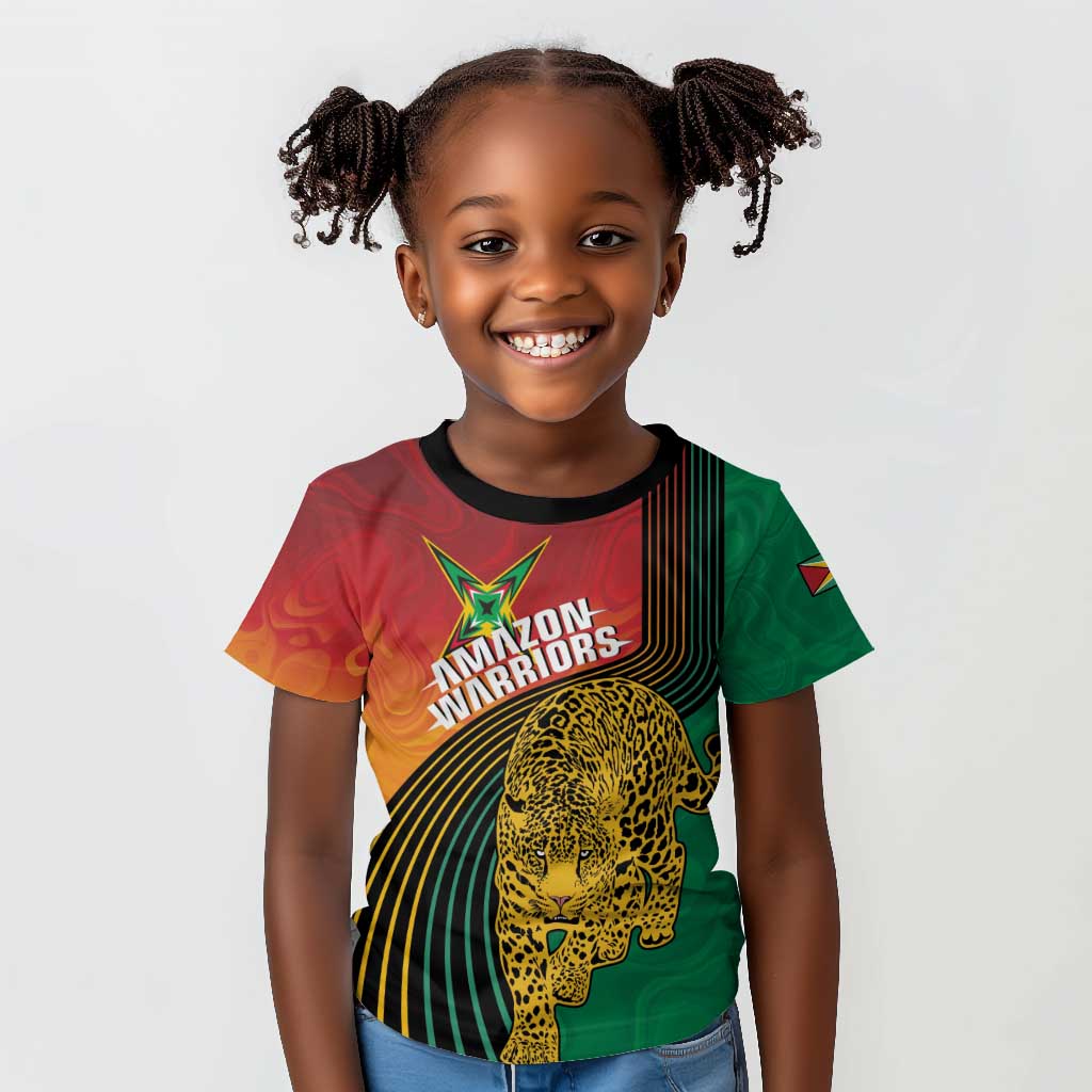 Personalized Afro Guyana Cricket Amazon Warriors Kid T shirt Fierce Jaguars - African Pride