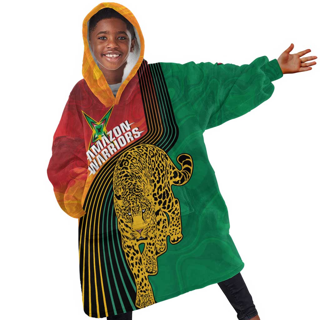 Personalized Afro Guyana Cricket Amazon Warriors Kid Wearable Blanket Hoodie Fierce Jaguars - African Pride