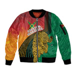 Personalized Afro Guyana Cricket Amazon Warriors Sleeve Zip Bomber Jacket Fierce Jaguars - African Pride