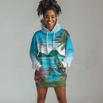 Afro-Saint Lucians Hoodie Dress Pitons Landscape