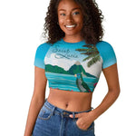 Afro-Saint Lucians Raglan Cropped T shirt Pitons Landscape