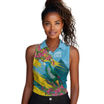 Saint Lucia Afro Women Sleeveless Polo Shirt Tropical Vibes