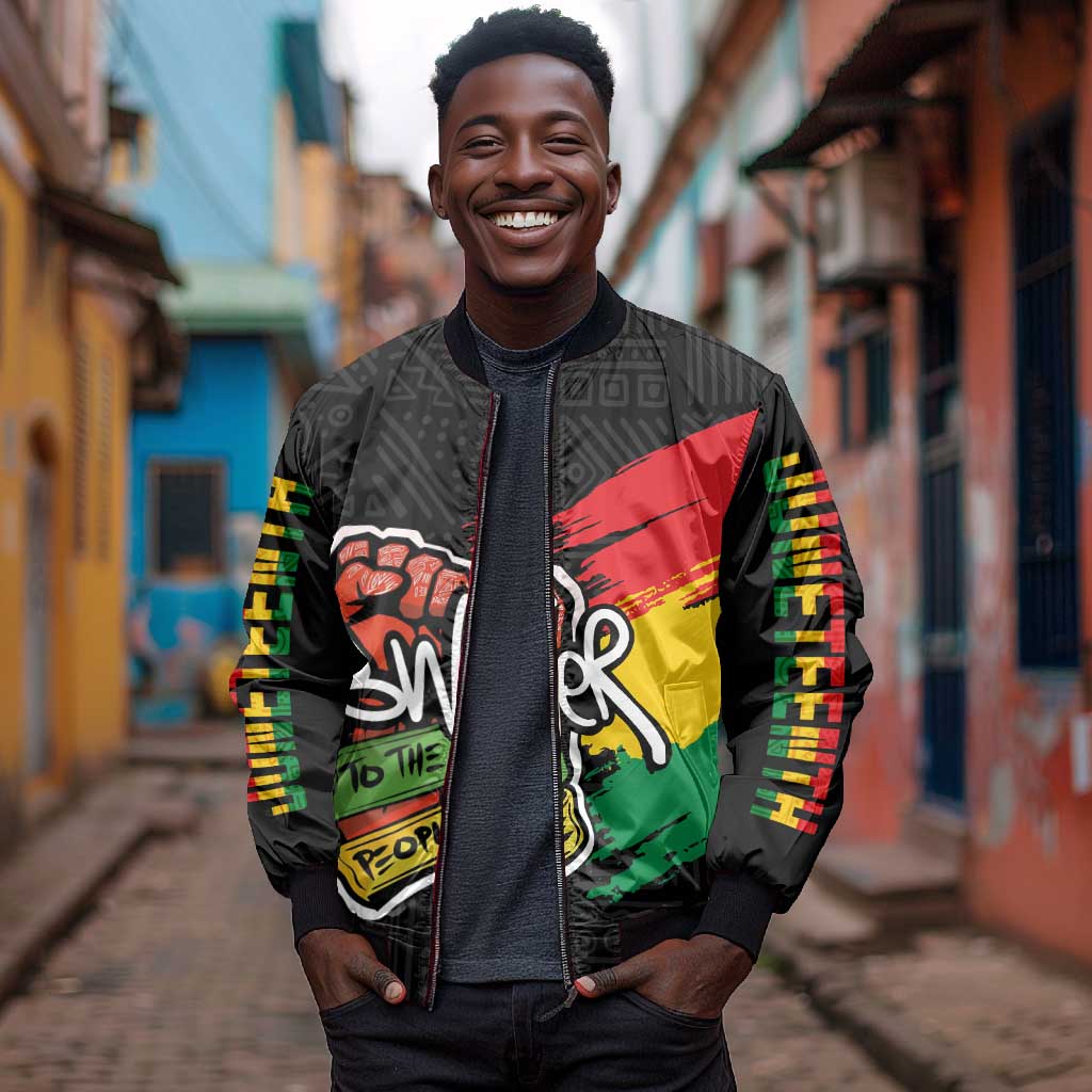Juneteenth Sleeve Zip Bomber Jacket Power To The People